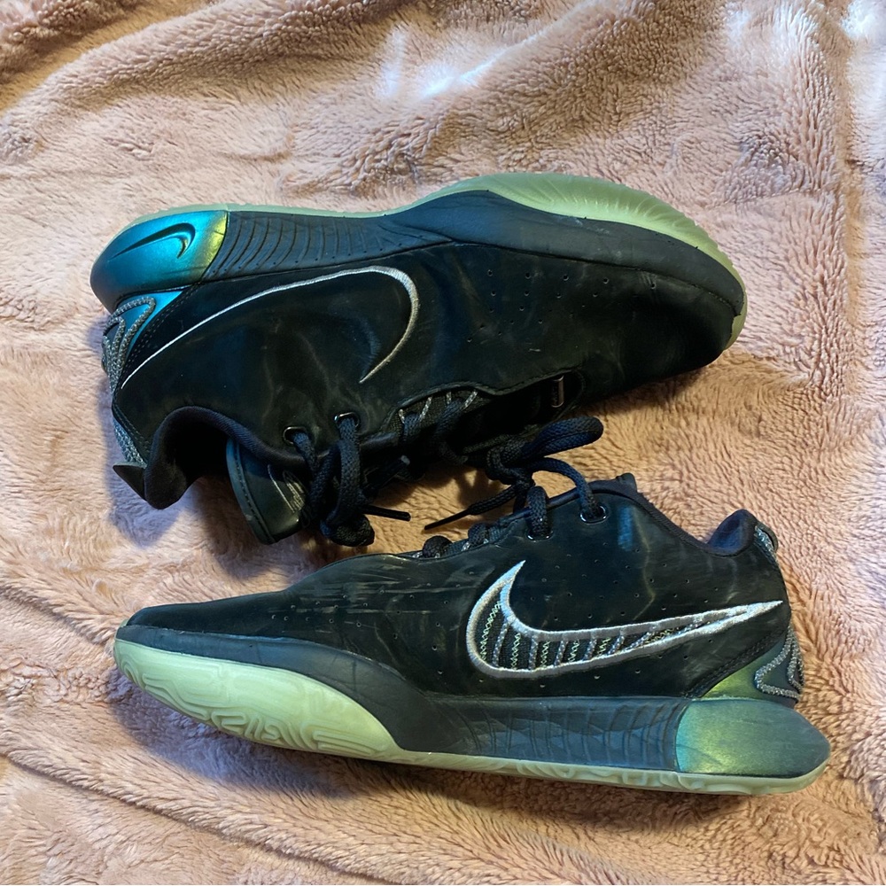 Black and Green Lebrons